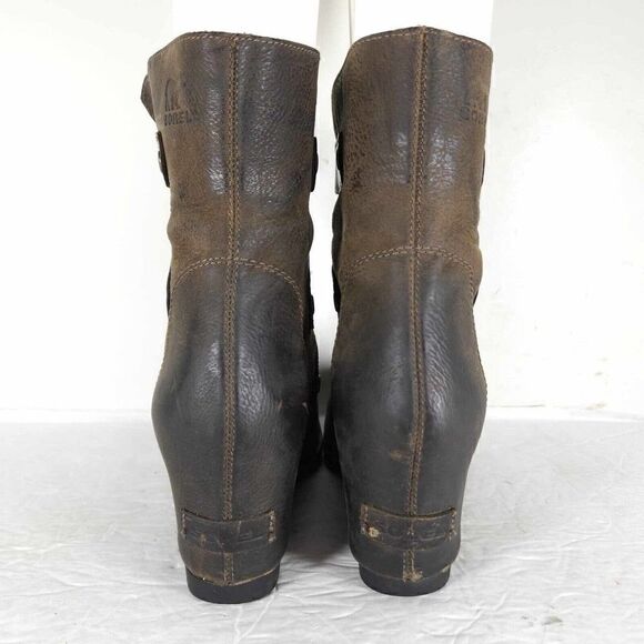 Sorel Women's Joan of Arctic US 7,5 Brown Leather Lace Up Wedge Mid-Calf Boots - Picture 10 of 11